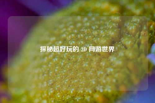 探秘超好玩的 2D 网游世界