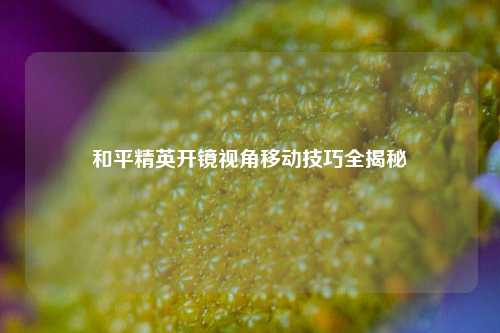 和平精英开镜视角移动技巧全揭秘