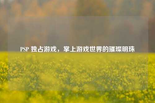 PSP 独占游戏，掌上游戏世界的璀璨明珠
