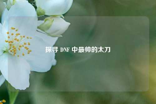 探寻 DNF 中最帅的太刀