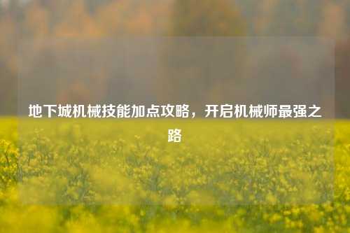 地下城机械技能加点攻略，开启机械师最强之路