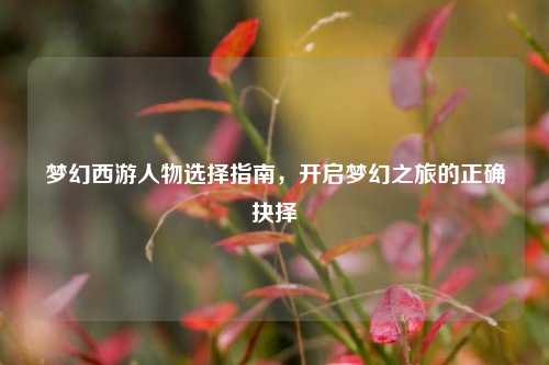 梦幻西游人物选择指南，开启梦幻之旅的正确抉择