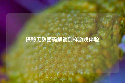 探秘无敌密码解锁别样游戏体验