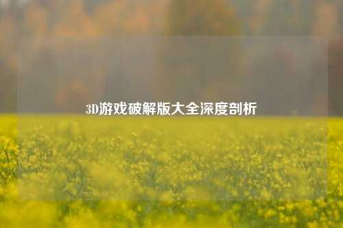 3D游戏破解版大全深度剖析