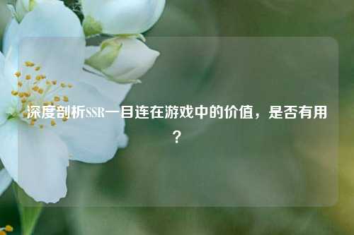 深度剖析SSR一目连在游戏中的价值，是否有用？