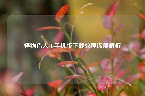 怪物猎人4G手机版下载教程深度解析