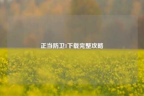 正当防卫1下载完整攻略