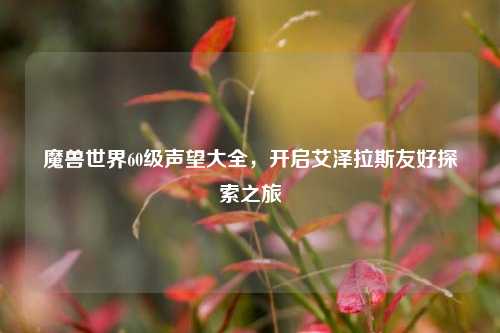 魔兽世界60级声望大全，开启艾泽拉斯友好探索之旅