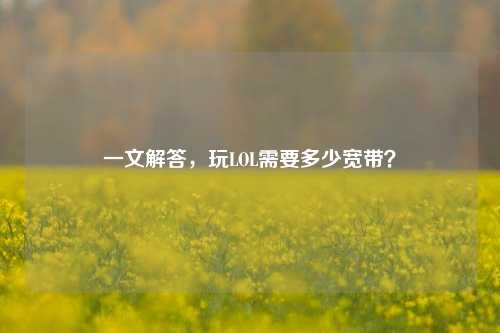 一文解答,玩LOL需要多少宽带?