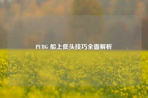 PUBG 船上低头技巧全面解析