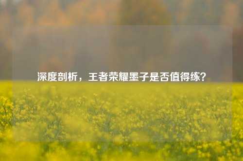 深度剖析，王者荣耀墨子是否值得练？