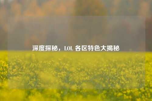 深度探秘，LOL 各区特色大揭秘