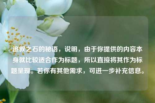 追叙之石的秘语,说明,由于你提供的内容本身就比较适合作为标题,所以直接将其作为标题呈现。若你有其他需求,可进一步补充信息。