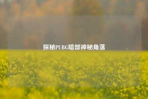 探秘PUBG暗部神秘角落