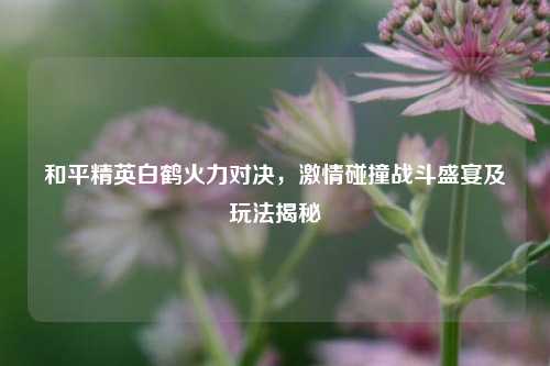 和平精英白鹤火力对决,激情碰撞战斗盛宴及玩法揭秘