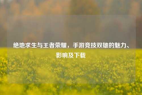 绝地求生与王者荣耀，手游竞技双雄的魅力、影响及下载