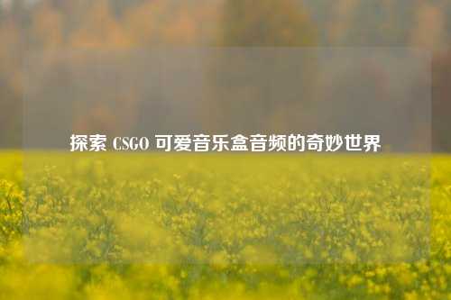 探索 CSGO 可爱音乐盒音频的奇妙世界
