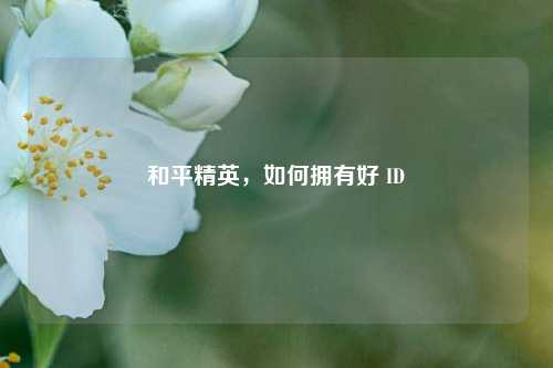 和平精英,如何拥有好 ID