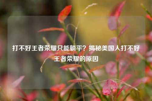 打不好王者荣耀只能躺平？揭秘美国人打不好王者荣耀的原因