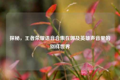 探秘，王者荣耀语音合集在哪及英雄声音里的别样世界