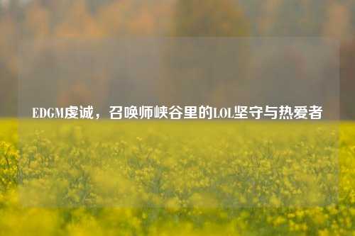 EDGM虔诚，召唤师峡谷里的LOL坚守与热爱者