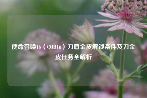 使命召唤16（COD16）刀盾金皮解锁条件及刀金皮任务全解析