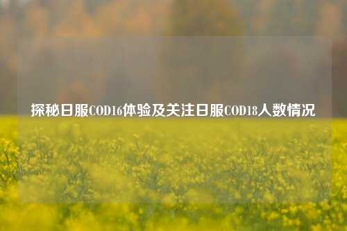 探秘日服COD16体验及关注日服COD18人数情况