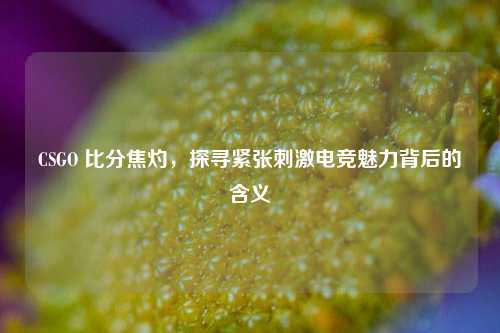 CSGO 比分焦灼，探寻紧张刺激电竞魅力背后的含义