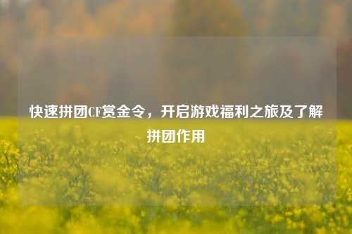 快速拼团CF赏金令，开启游戏福利之旅及了解拼团作用
