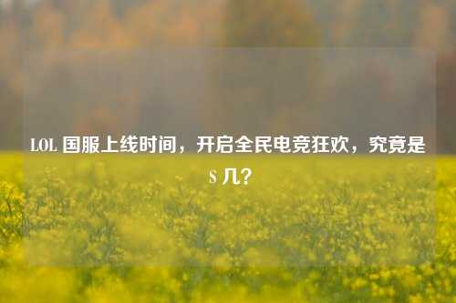 LOL 国服上线时间，开启全民电竞狂欢，究竟是 S 几？