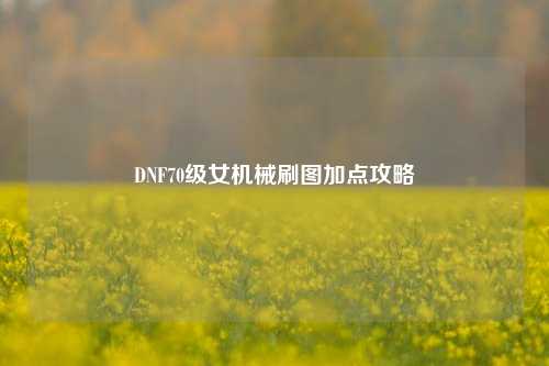 DNF70级女机械刷图加点攻略